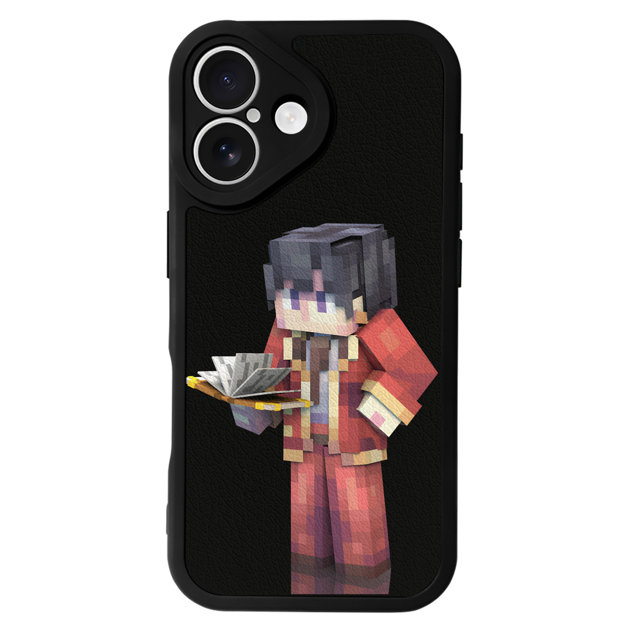 （画像用） マインクラフト ブロックの世界 Minecraft MC Block world 【iPhone 16シリーズ対応】シリコンスマホケース（レザー調） 材質：シリコン